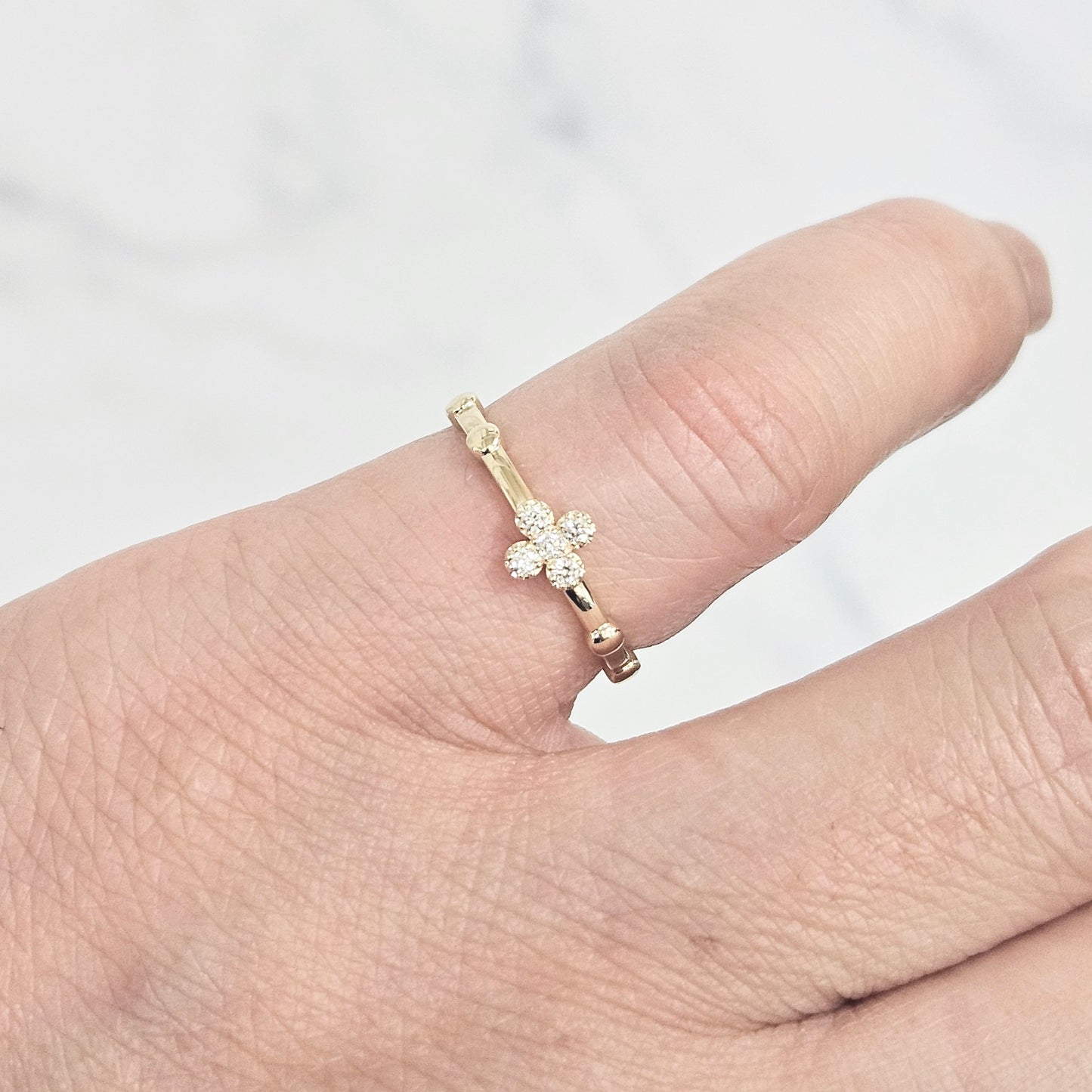 Rosary ring/Natural Diamond Band/Stackable Ring/Propose Ring/Flower Ring/Clovers ring/cross Diamond ring/Anniversary Ring/Gift for her