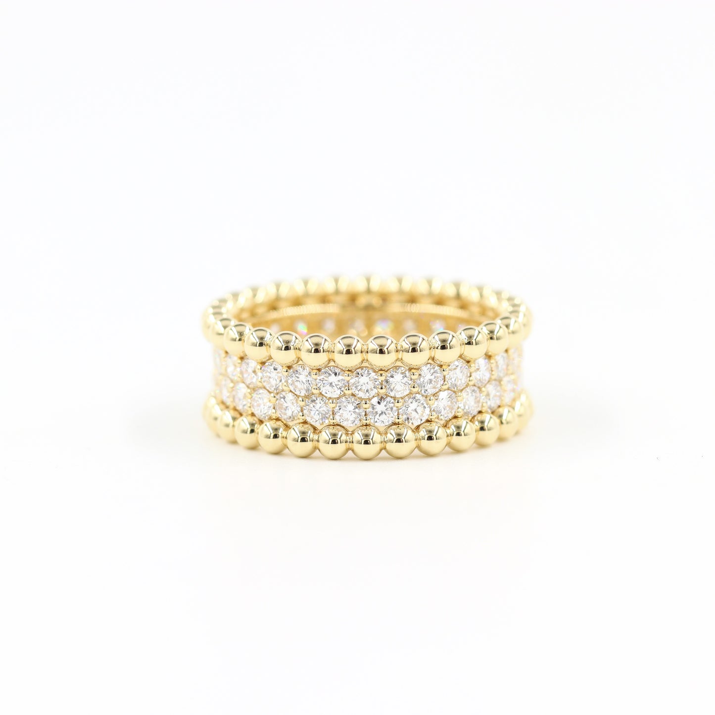 Round Diamond Double Row Eternity Ring/ 14K gold Unique Wedding Band/ Double Bead Ring/ Delicate Antique Anniversary Diamond ring/ Gift for her