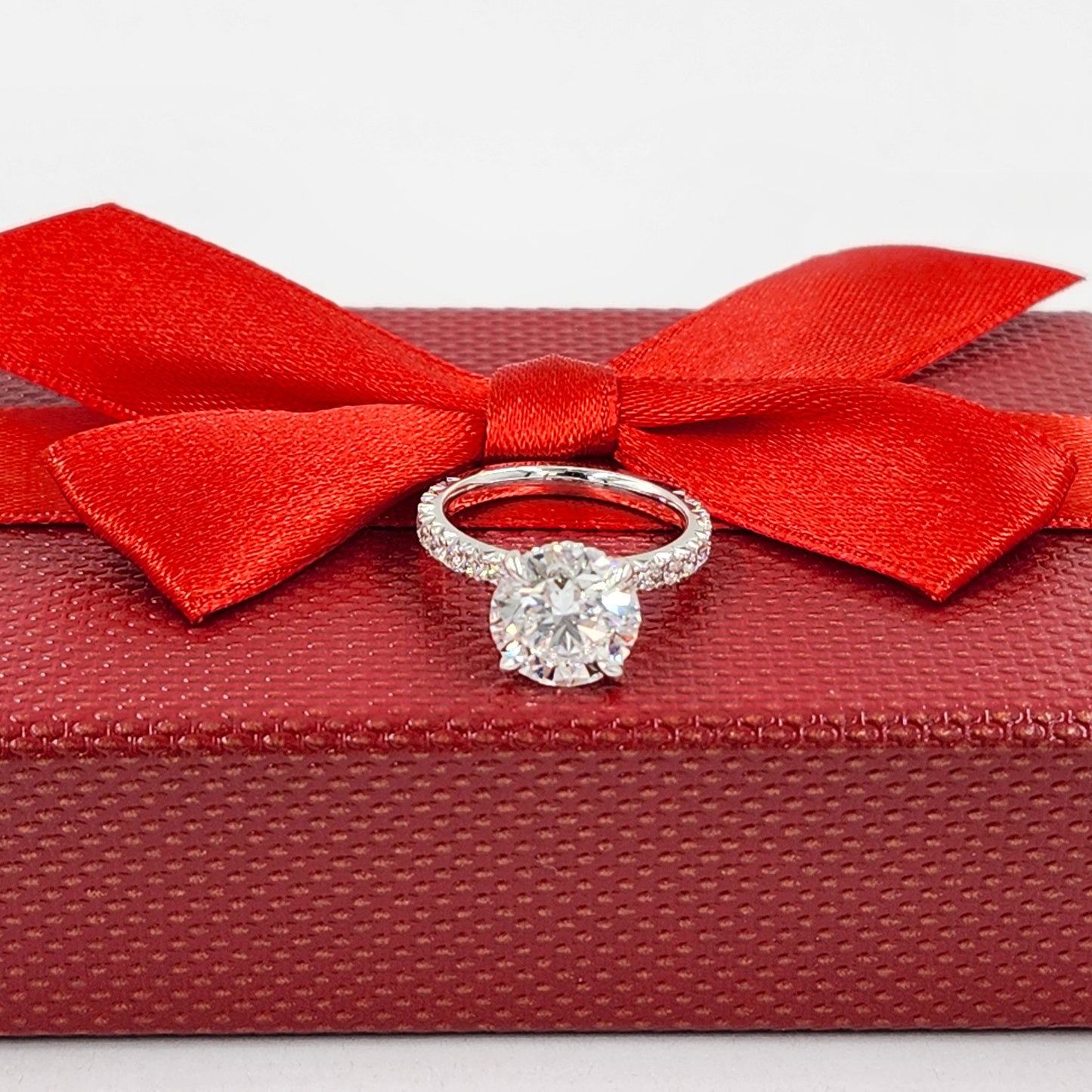 Round Lab diamond Engagement Ring/Platinum,14K,18K gold IGI 3ct French Pave Diamond Engagement Ring/Stackable diamond Ring/Anniversary gift