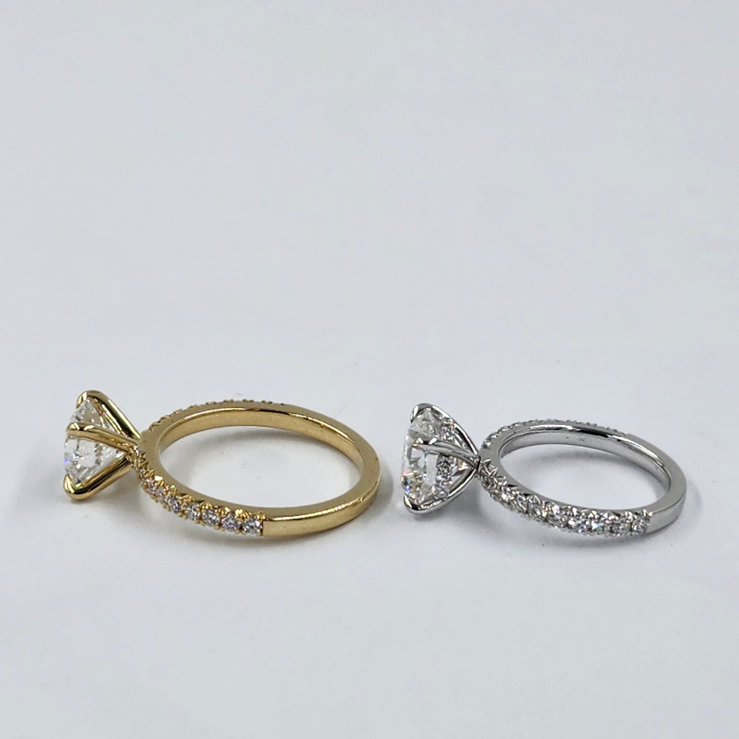 Round Lab diamond Engagement Ring/Platinum,14K,18K gold IGI 3ct French Pave Diamond Engagement Ring/Stackable diamond Ring/Anniversary gift