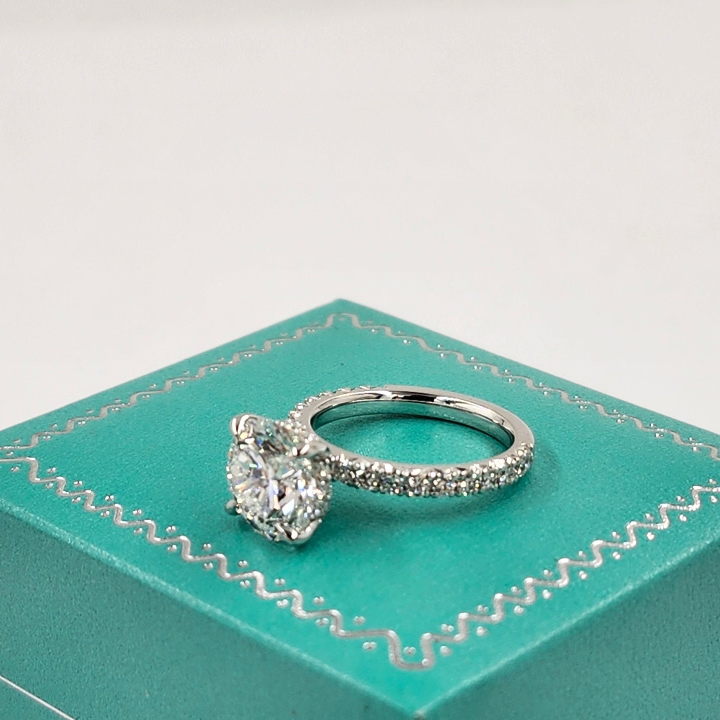 Round Lab diamond Engagement Ring/Platinum,14K,18K gold IGI 3ct French Pave Diamond Engagement Ring/Stackable diamond Ring/Anniversary gift