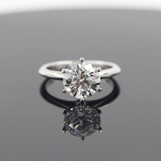3ct Round Diamond Engagement Ring : Solitaire Lab Diamond 6 Prong Ring - Anniversary gift