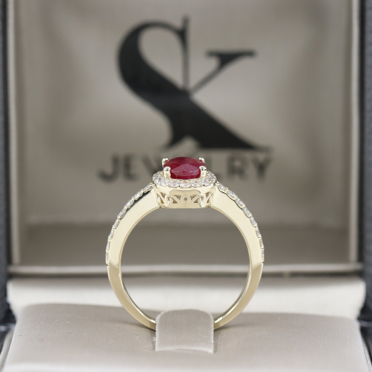 Genuine Ruby Ring/ Ruby Diamond Halo Ring/ Diamond Dainty Ring/ Ruby Engagement Ring/ Anniversary Ring/ Gift For Her/ Anniversary Gift