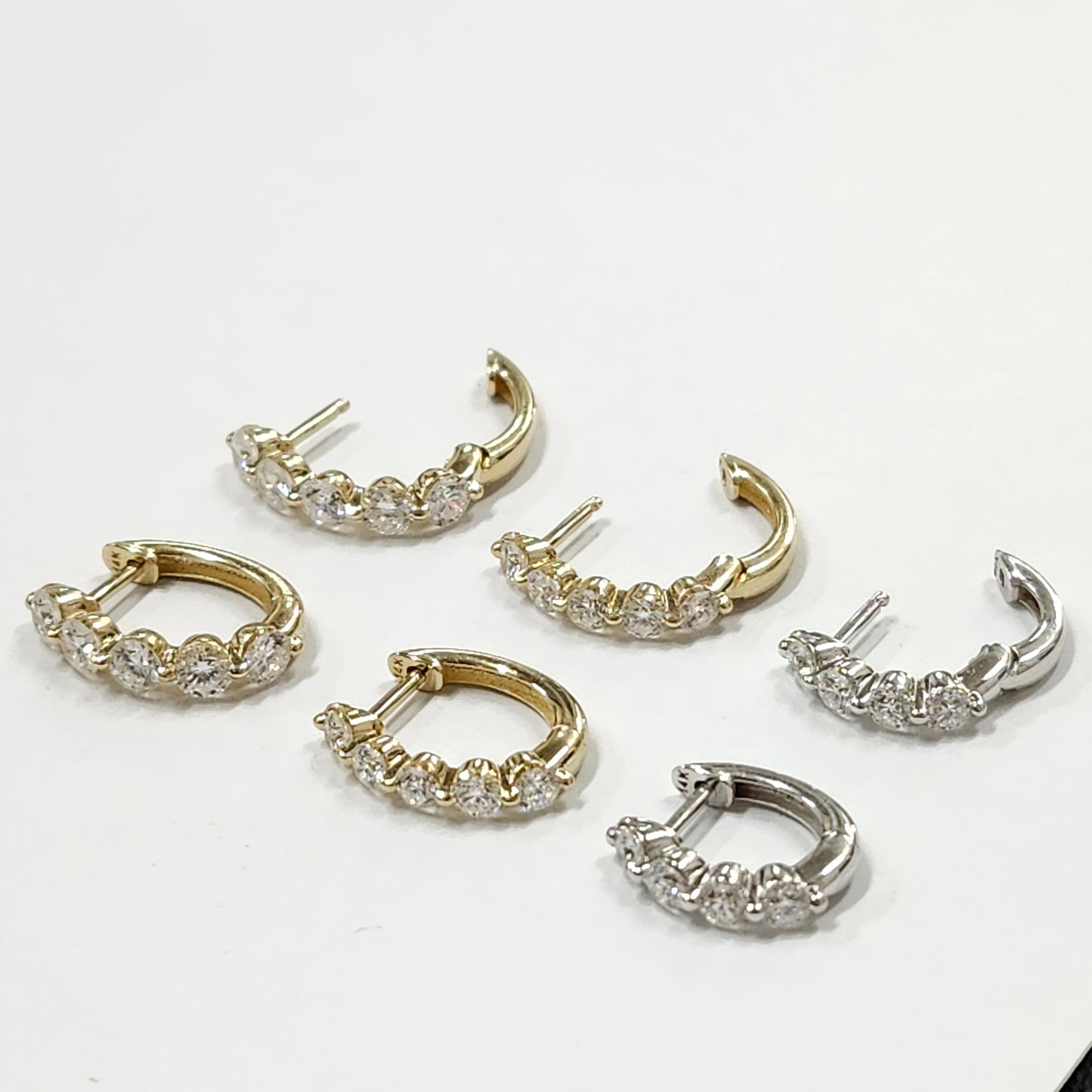 Lab Diamond Hoop Earrings: 14K,18K gold Single Prong Diamond 1.5ct Hoop Earring - Anniversary gift