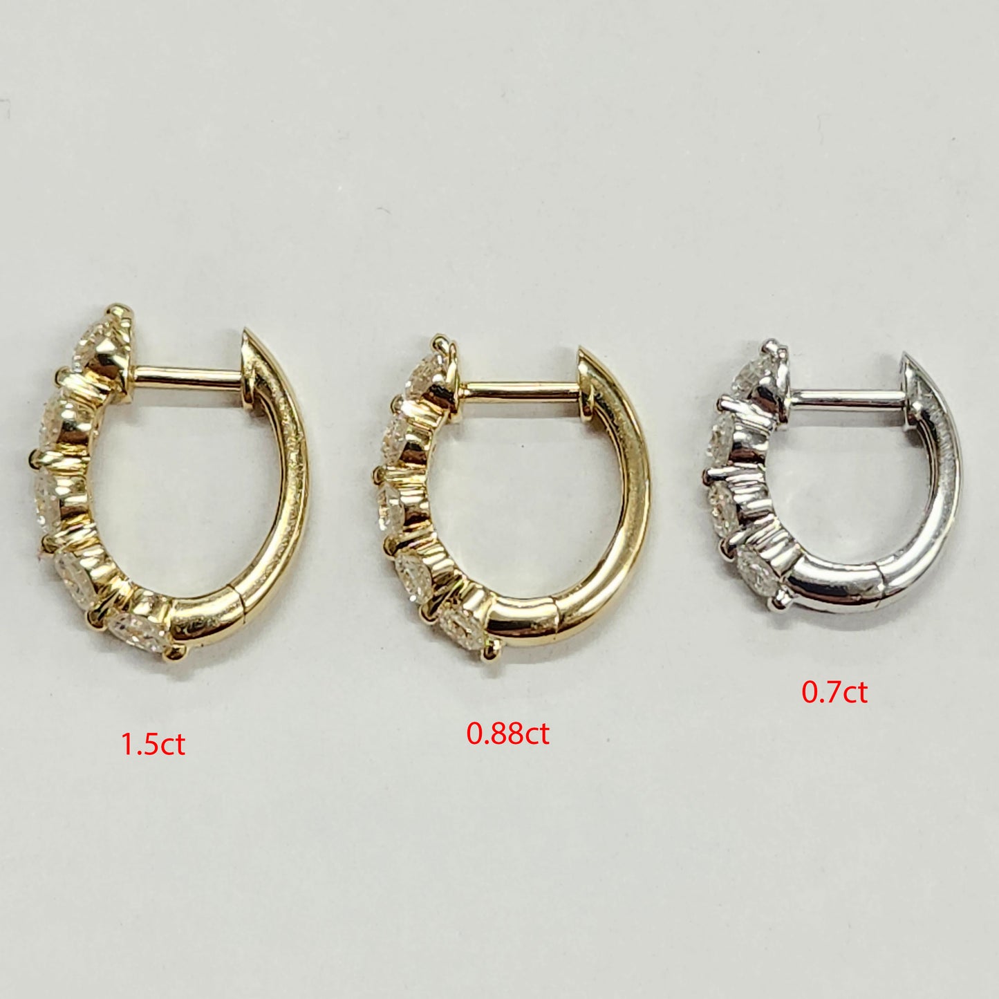 Lab Diamond Hoop Earrings: 14K,18K gold Single Prong Diamond 1.5ct Hoop Earring - Anniversary gift