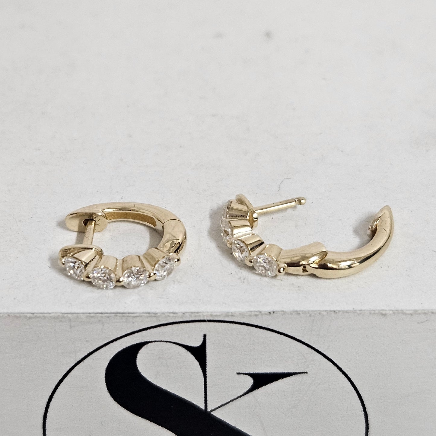 Single Prong Diamond Hoop Earrings/ 8 Diamond Single Prong Hoop Earrings/Round Diamond Single Prong Hoop Earring/Anniversary gift