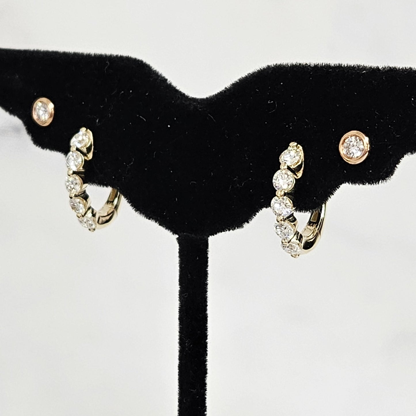 Single Prong Diamond Huggie Earrings/1.1ct Diamond Hoop Earrings/Diamond Huggie Hoop Earrings/Round Diamond Hoop Earring/Anniversary gift