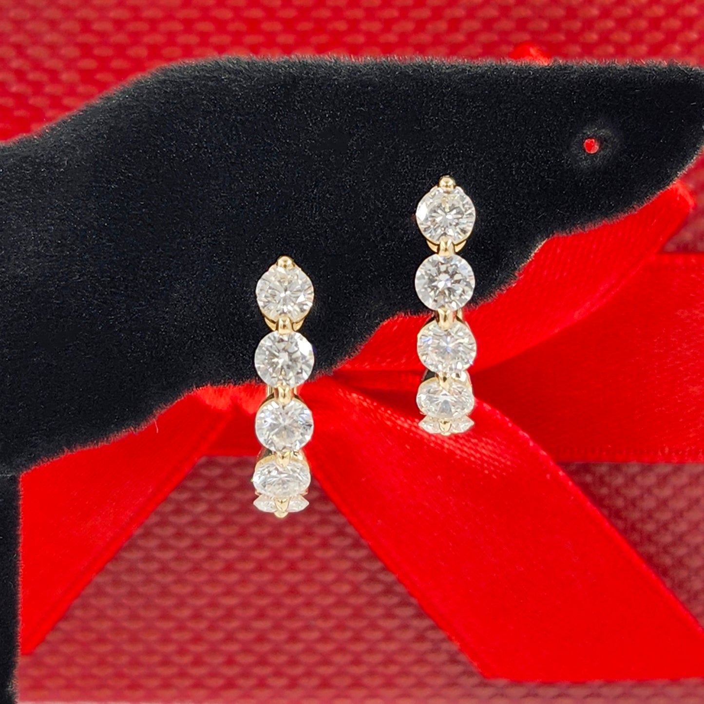 Lab Diamond Hoop Earrings: 14K,18K gold Single Prong Diamond 1.5ct Hoop Earring - Anniversary gift