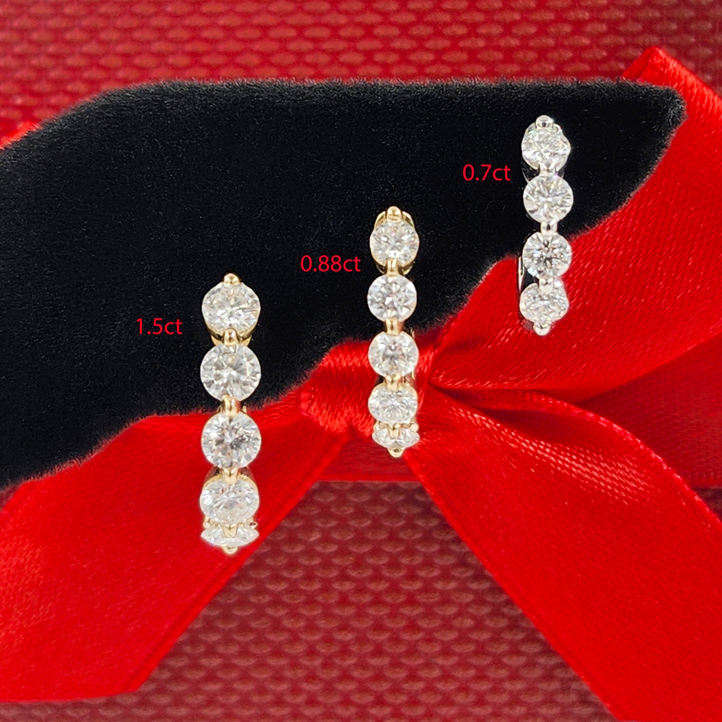 Lab Diamond Hoop Earrings: 14K,18K gold Single Prong Diamond 1.5ct Hoop Earring - Anniversary gift