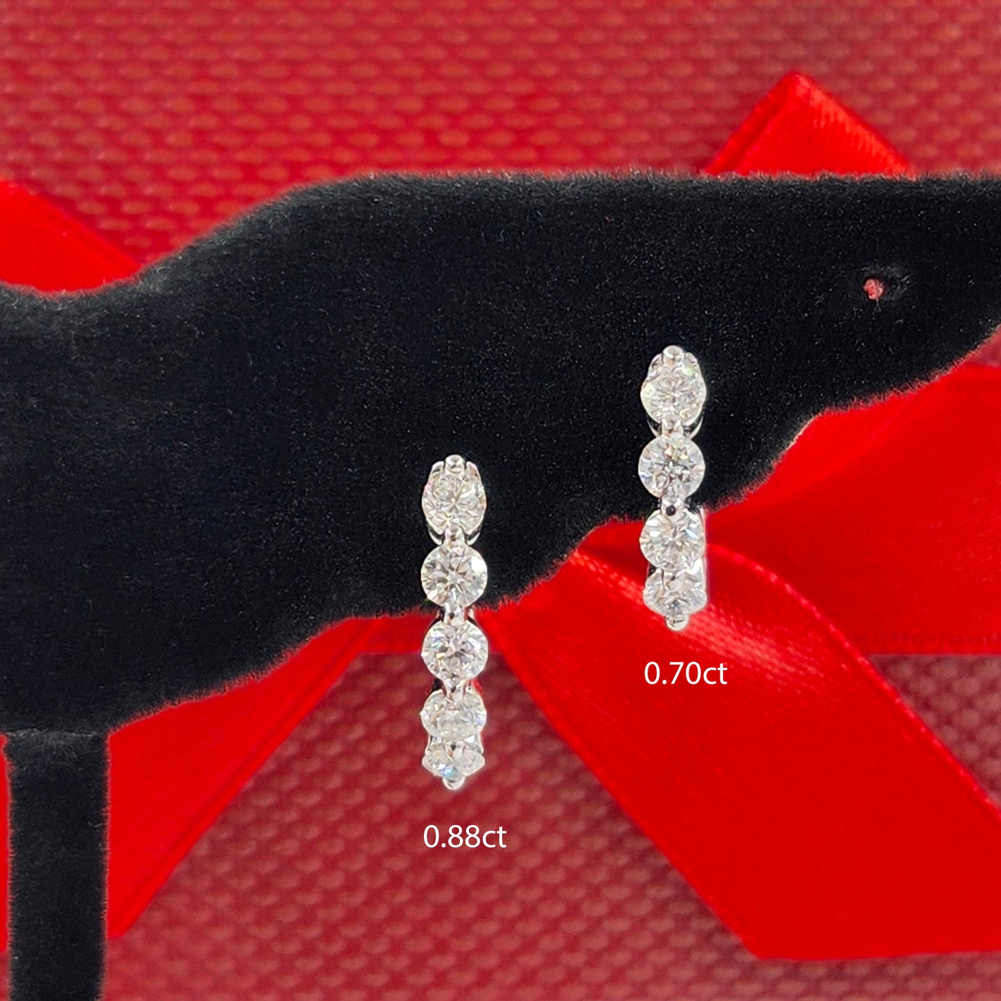 Single Prong Five Natural Diamond Hoop Earrings/14K,18K gold Single Prong Diamond Hoop Earring/ Anniversary gift