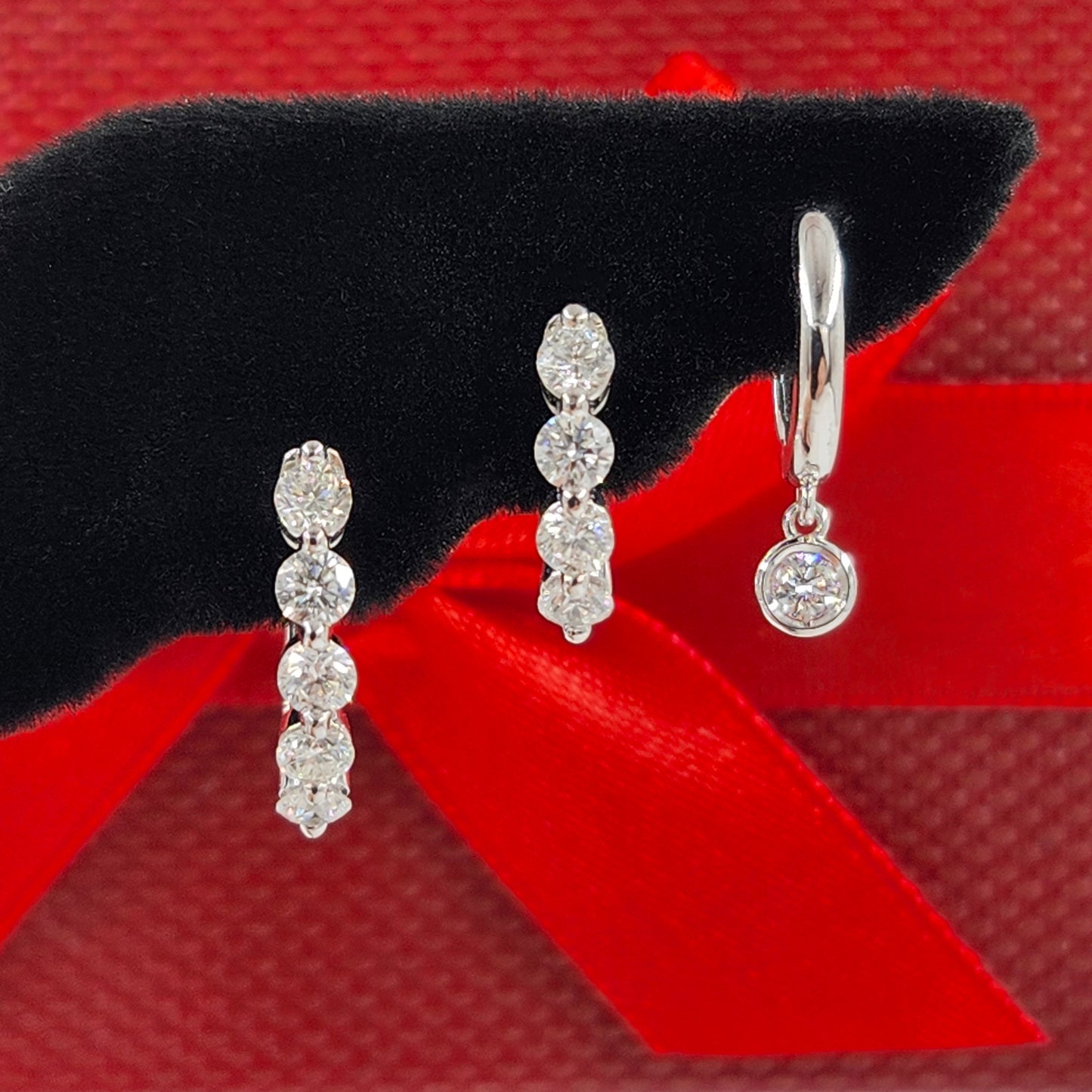 Gold Hoop with Natural Diamond Round Bezel Charm Earring/14K,18K gold 11.5mm Hoop Earring/Hoop Dangle Earrings/Anniversary gift