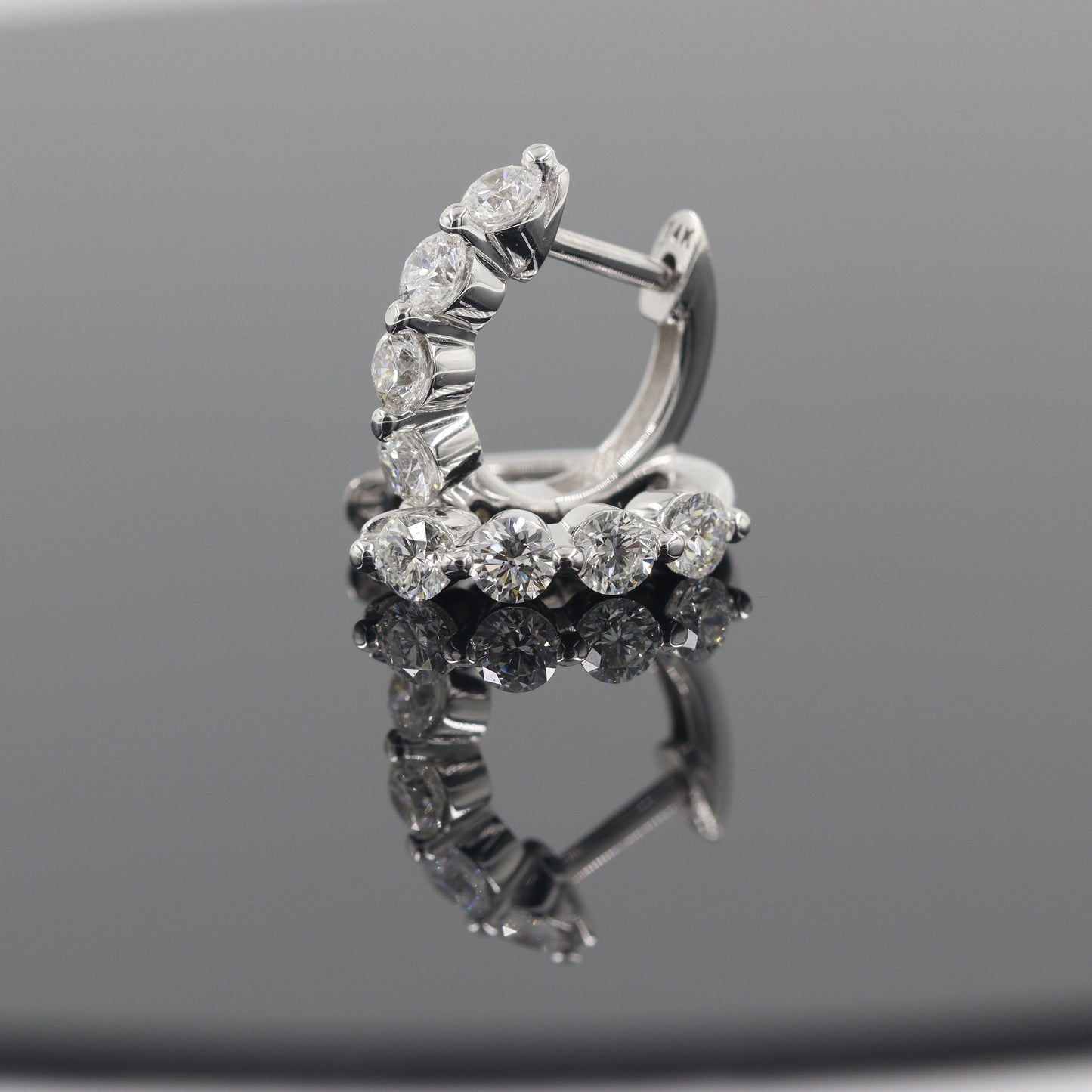 Single Prong Four Natural Diamond Hoop Earrings/14K,18K gold Single Prong Diamond Hoop Earring/ Single ,Pair Hoop Earring/Anniversary gift