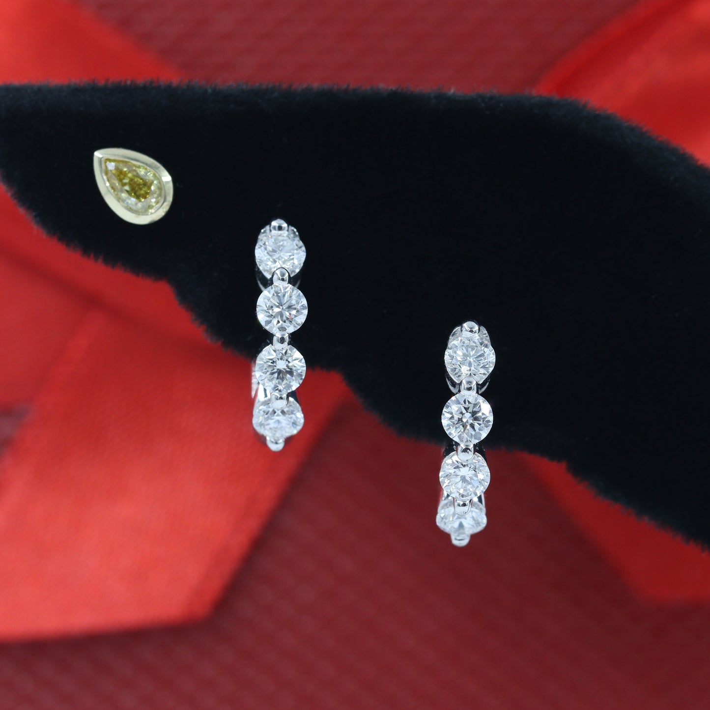 Single Prong Four Natural Diamond Hoop Earrings/14K,18K gold Single Prong Diamond Hoop Earring/ Single ,Pair Hoop Earring/Anniversary gift