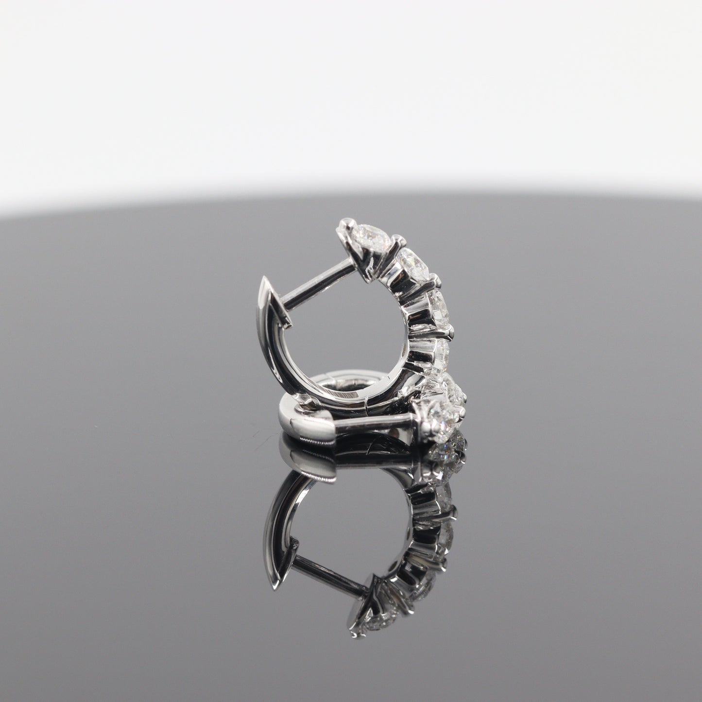 Single Prong Four Natural Diamond Hoop Earrings/14K,18K gold Single Prong Diamond Hoop Earring/ Single ,Pair Hoop Earring/Anniversary gift