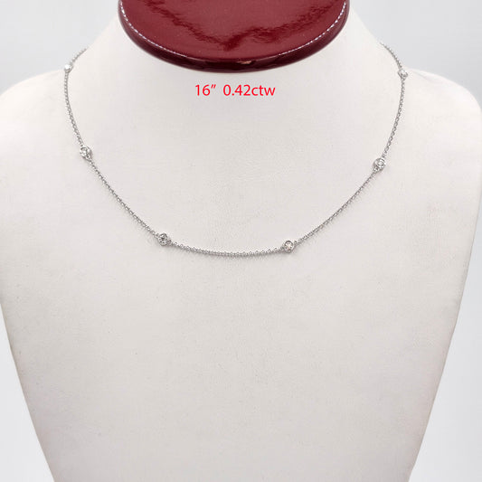 Six Natural Diamonds Bezel By The Yard Necklace/14K gold 6 Natural Diamonds Necklace/Diamond Wedding Necklace/Anniversary Gift