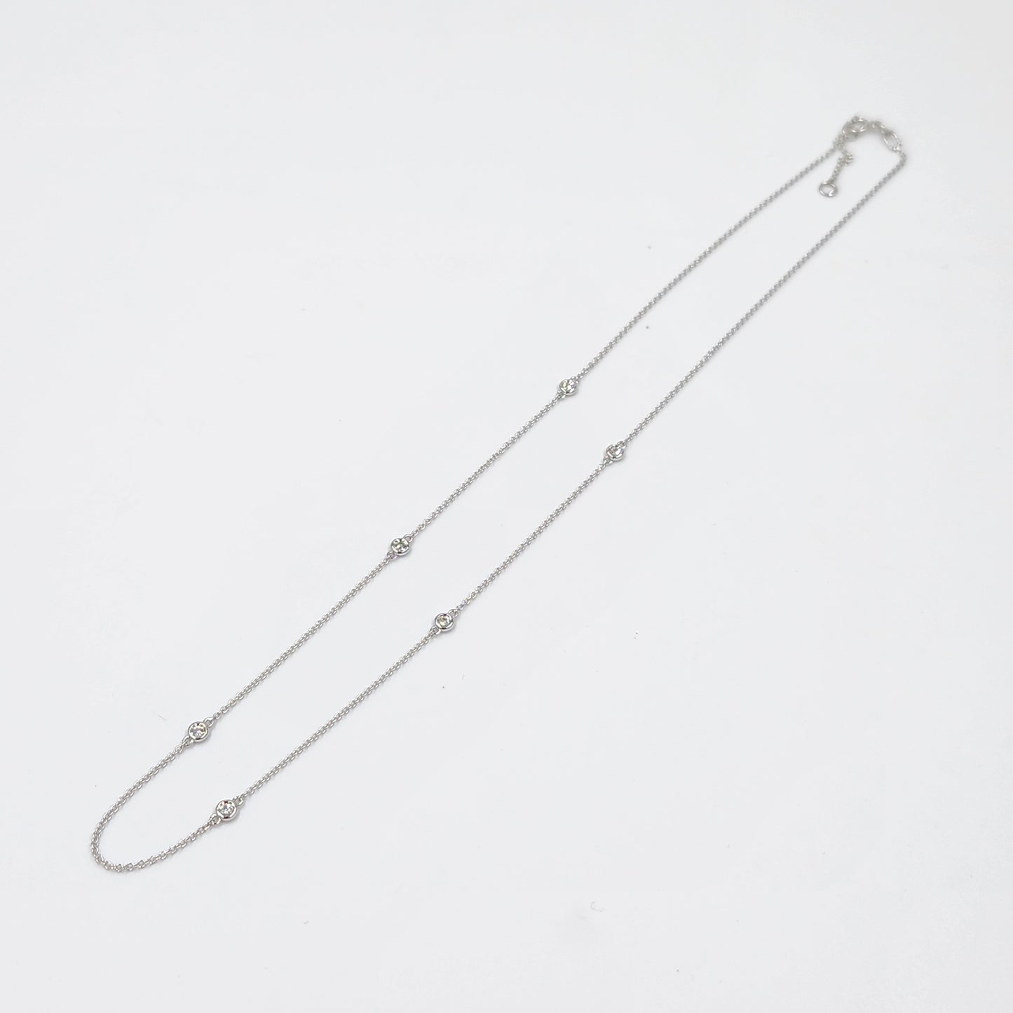 Six Natural Diamonds Bezel By The Yard Necklace/14K gold Diamond Necklace/Diamond Wedding Necklace/Anniversary Gift