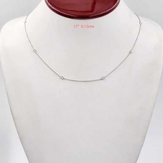 Six Natural Diamonds Bezel By The Yard Necklace/14K gold Diamond Necklace/Diamond Wedding Necklace/Anniversary Gift