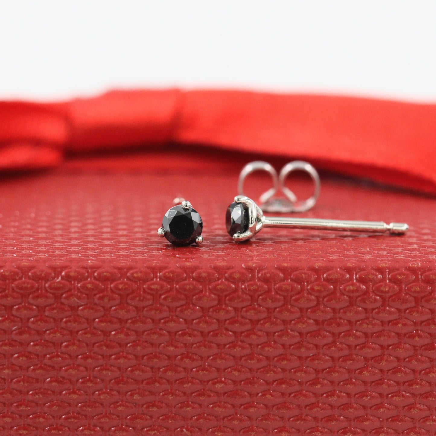 Solitaire Black Diamond Earring/Three Prong Set Black Diamond Earring/14K gold Solitaire Stud Earring/Dainty Simple Earring/Anniversary gift