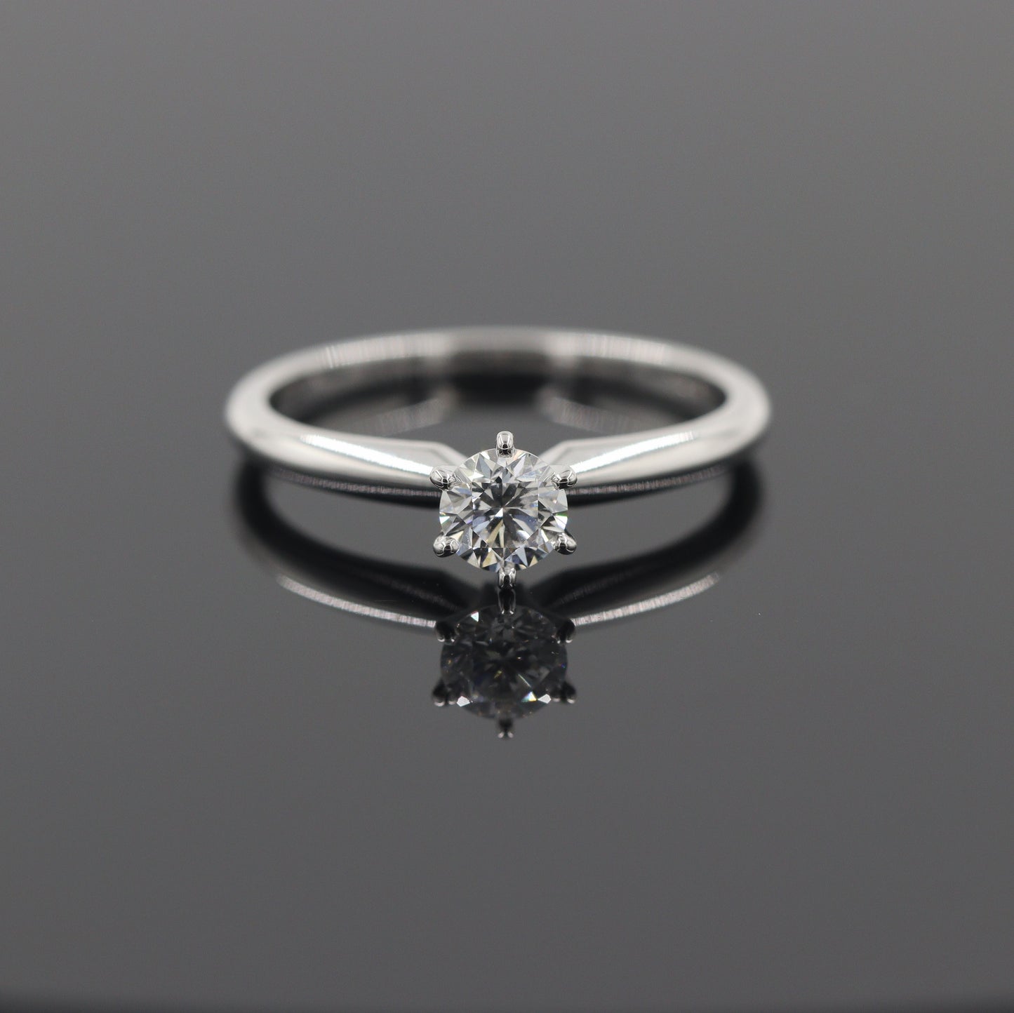 Solitaire Natural Diamond Engagement Ring - 14K Gold Dainty 0.3ct Diamond 6 Prong Ring - Anniversary Ring