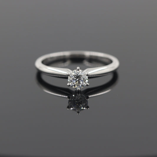 Solitaire Natural Diamond Engagement Ring - 14K Gold Dainty 0.3ct Diamond 6 Prong Ring - Anniversary Ring