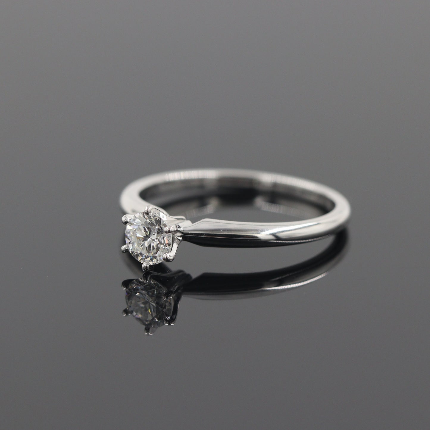 Solitaire Natural Diamond Engagement Ring - 14K Gold Dainty 0.3ct Diamond 6 Prong Ring - Anniversary Ring