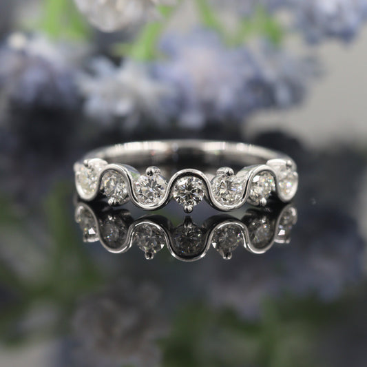 Natural Diamond Ring/Stackable Diamond Ring/Platinum,14K,18K gold Round Diamond wedding Band/Anniversary Gift