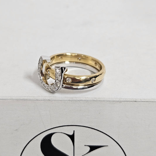 Stackable Horse Shoe Diamond Ring /Unique Stackable Horse shoe Diamond Band/ Natural Diamond Horse shoe Ring/Anniversary Gift