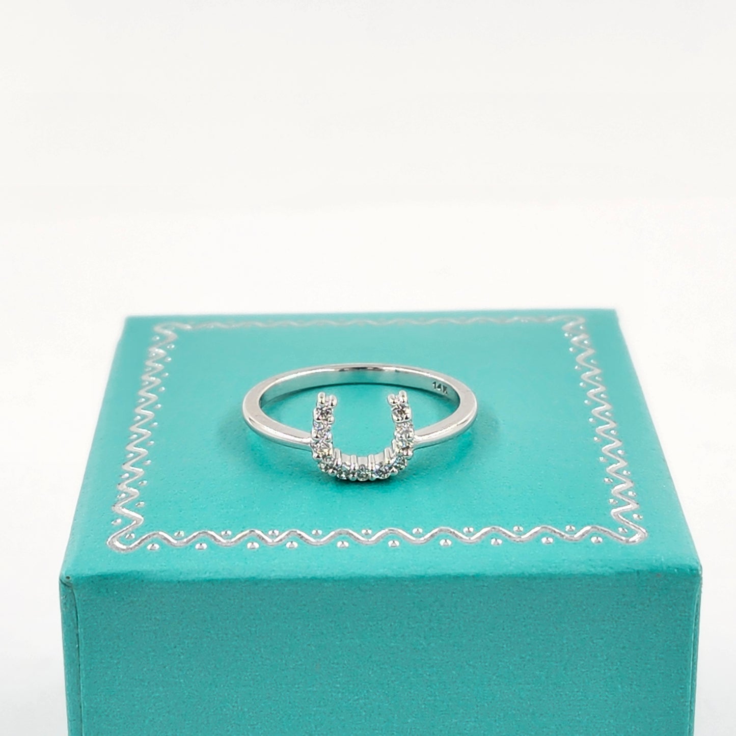 Stackable Horse Shoe Natural Diamond Wedding Band / Unique Stackable Diamond Band / Diamond Horse shoe Ring / Anniversary Gift