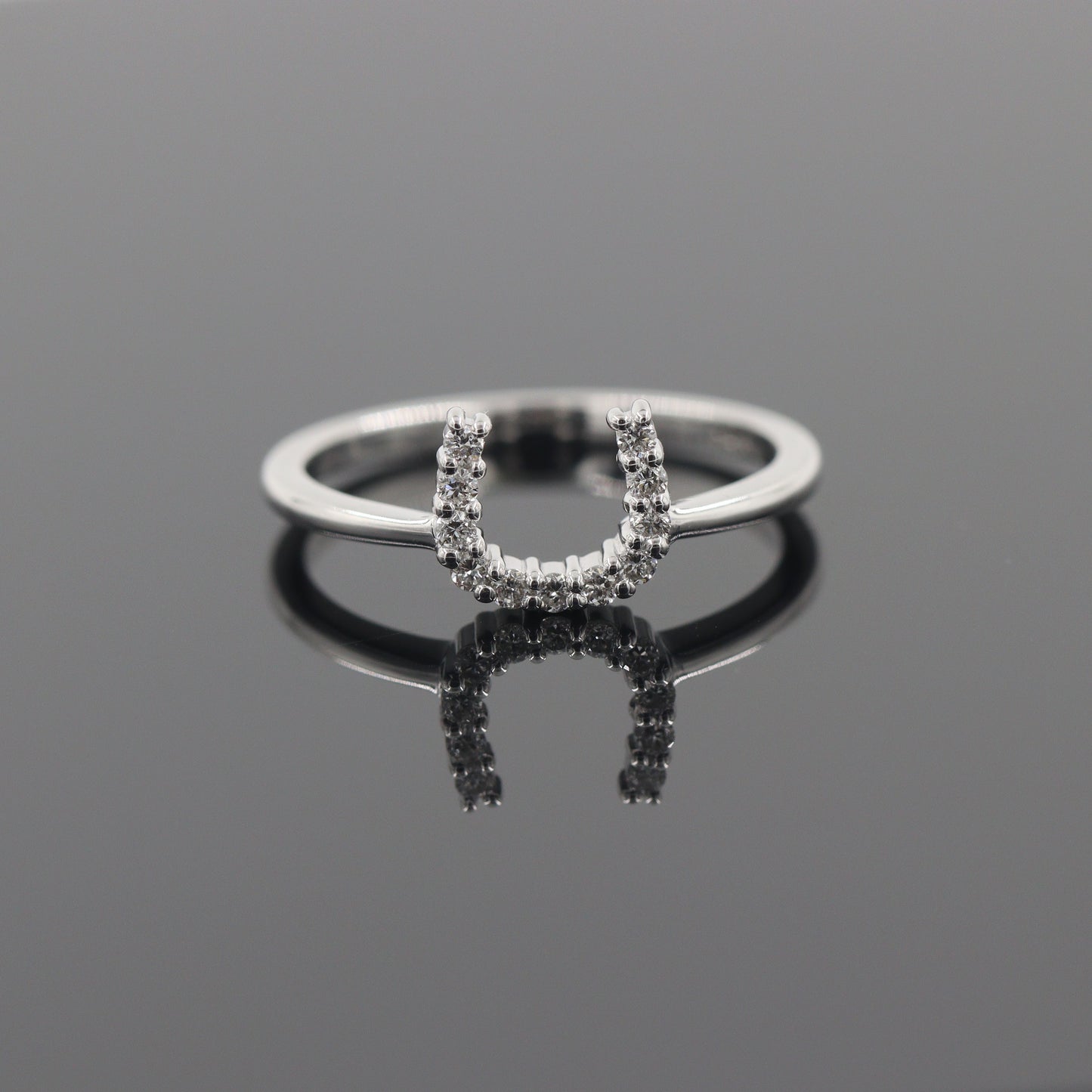 Stackable Horse Shoe Natural Diamond Wedding Band / Unique Stackable Diamond Band / Diamond Horse shoe Ring / Anniversary Gift