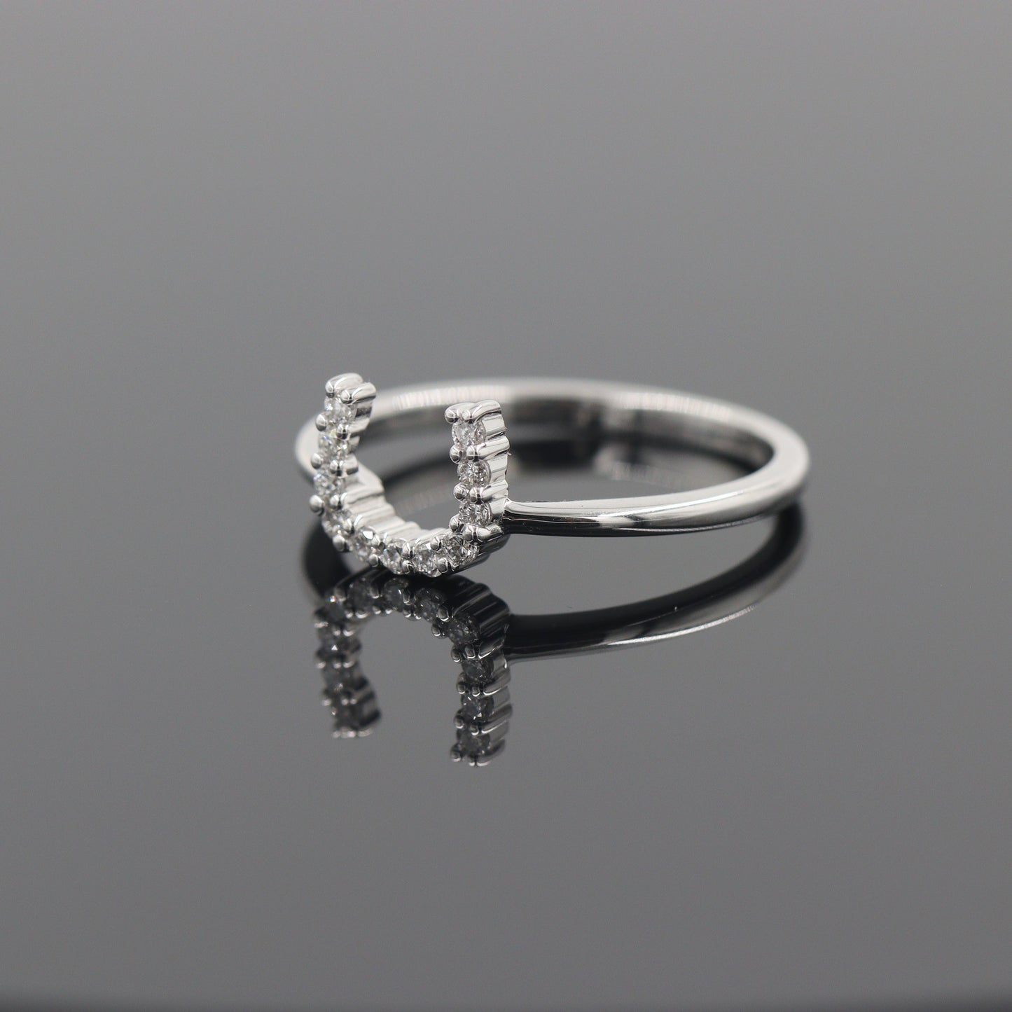 Stackable Horse Shoe Natural Diamond Wedding Band / Unique Stackable Diamond Band / Diamond Horse shoe Ring / Anniversary Gift