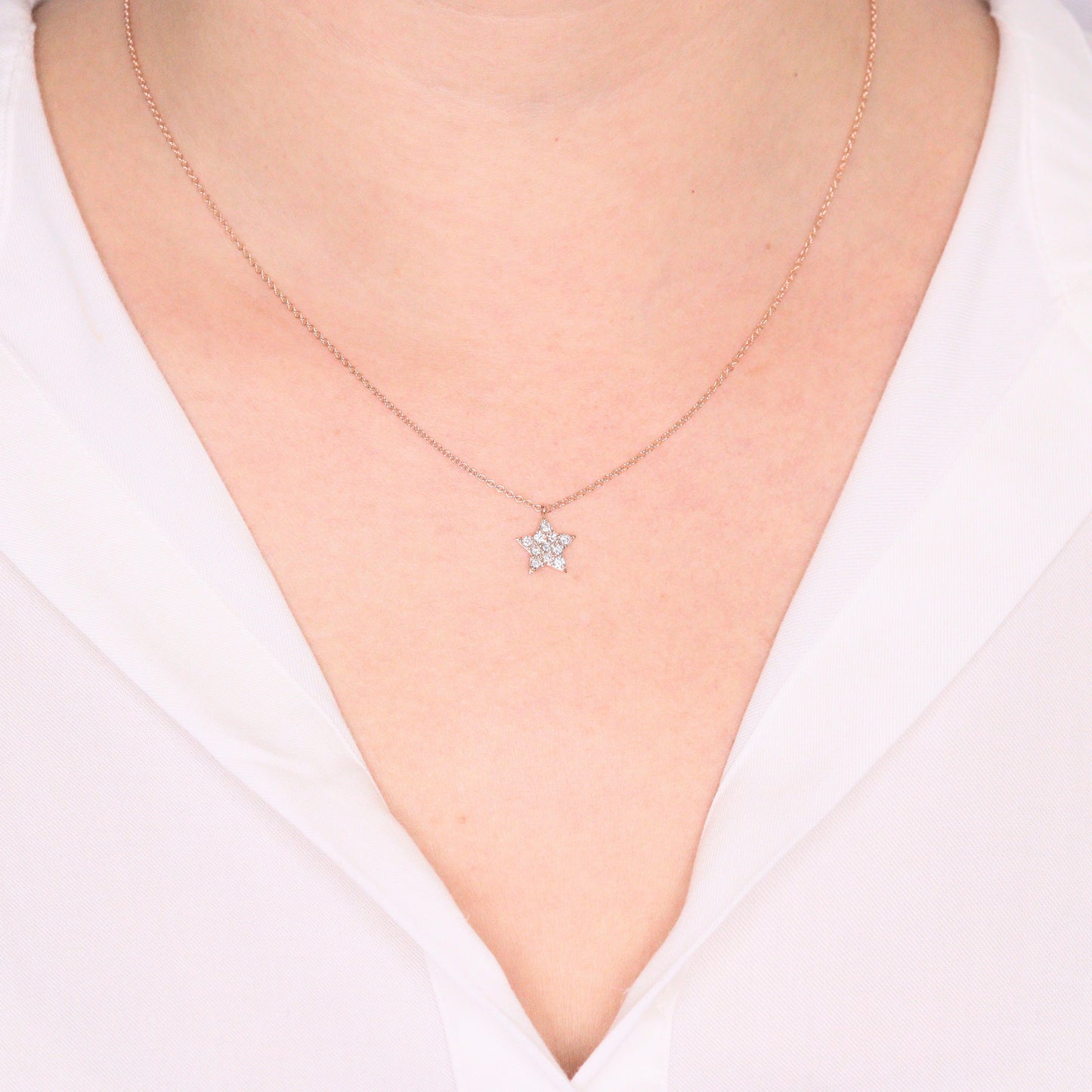 Diamond Necklace / Star Diamond Pendant / 14k Solid Gold Star Diamond Necklace / Minimalist Necklace / Star Pendant