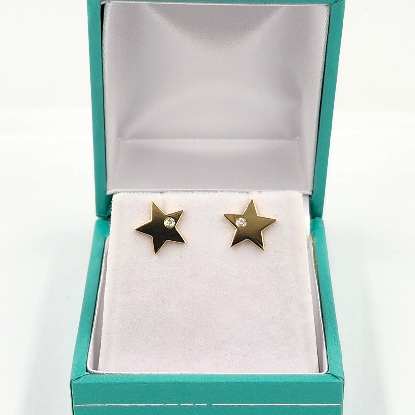 Star Stud  Earrings/14k Dainty Earrings/ One Diamond Star Stud Earring Pair / Gifts for Her / anniversary gift