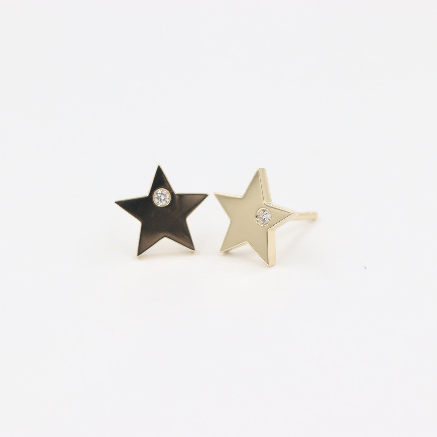 Star Stud  Earrings/14k Dainty Earrings/ One Diamond Star Stud Earring Pair / Gifts for Her / anniversary gift