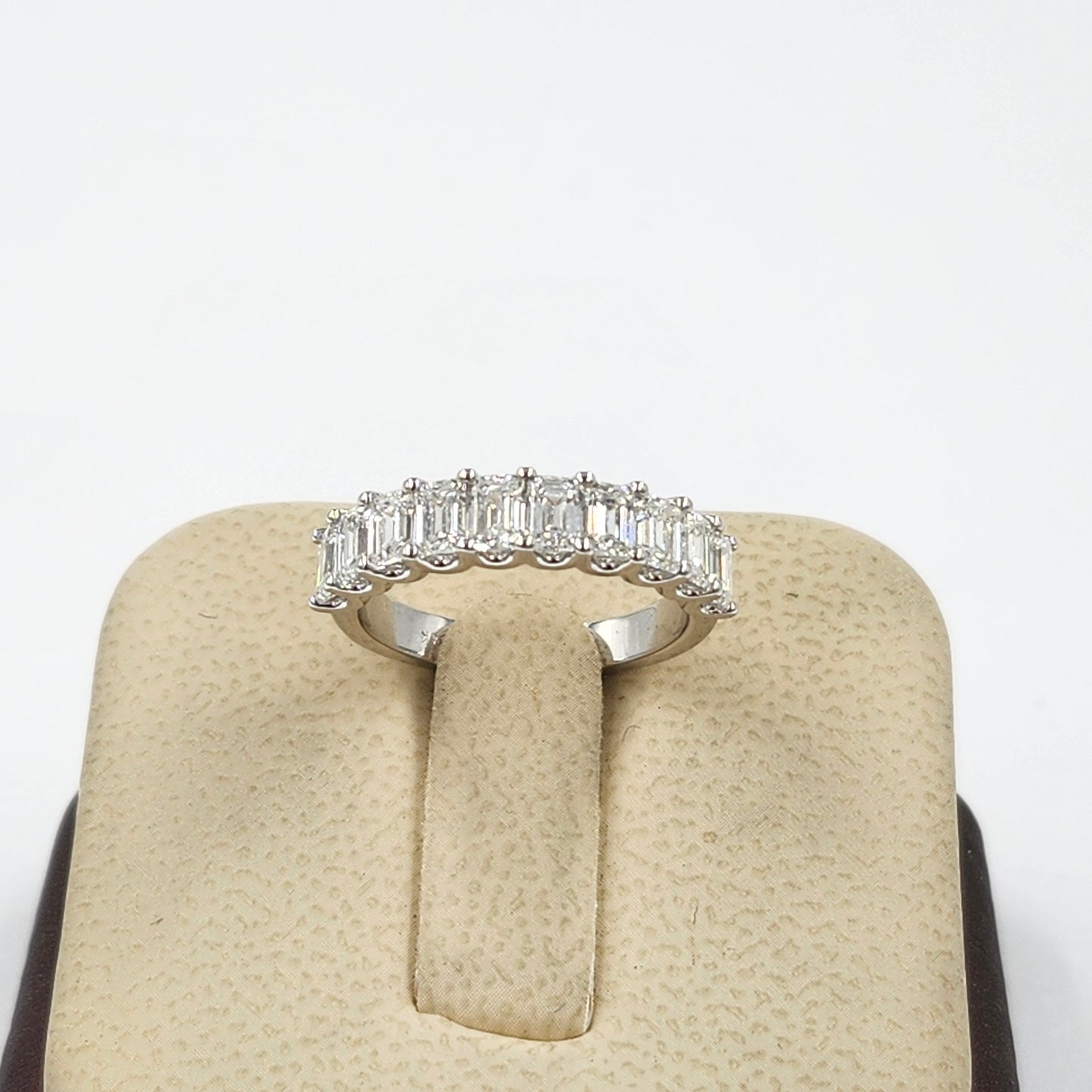 1.8ct Emerald Cut Natural Diamond Wedding Band: Ten Diamonds Eternity Ring - 14K ,18K Gold, Platinum Diamond Ring - Anniversary gift