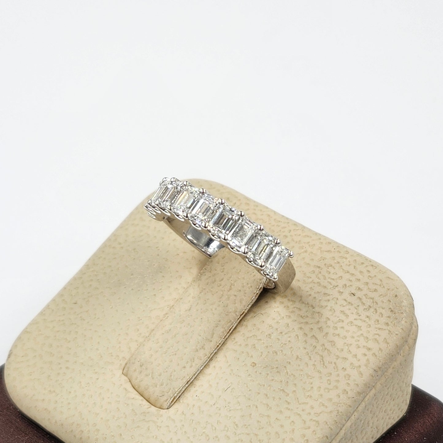 1.8ct Emerald Cut Natural Diamond Wedding Band: Ten Diamonds Eternity Ring - 14K ,18K Gold, Platinum Diamond Ring - Anniversary gift