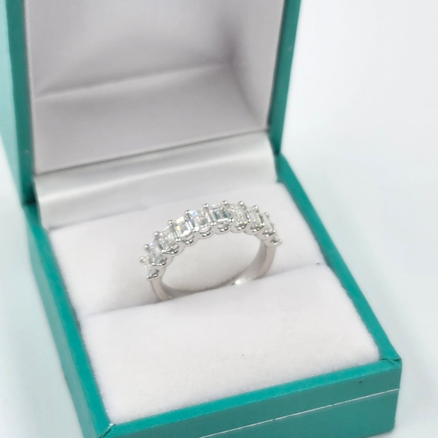 1.8ct Emerald Cut Natural Diamond Wedding Band: Ten Diamonds Eternity Ring - 14K ,18K Gold, Platinum Diamond Ring - Anniversary gift