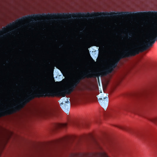 Pear Diamond Jacket Earring/Three Prong .22ct Diamond Jacket Earrings/Jacket earring only/Diamond Jacket Single or Pair Earring
