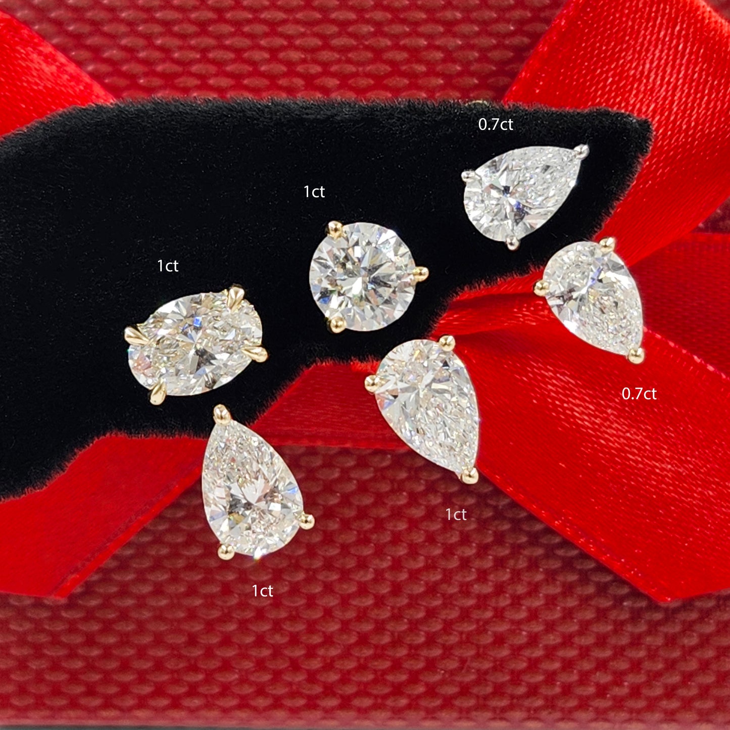 14K gold Pear Lab Diamond Jacket Earring -Three Prong Diamond Jacket Earring - Jacket earring only - Anniversary gift