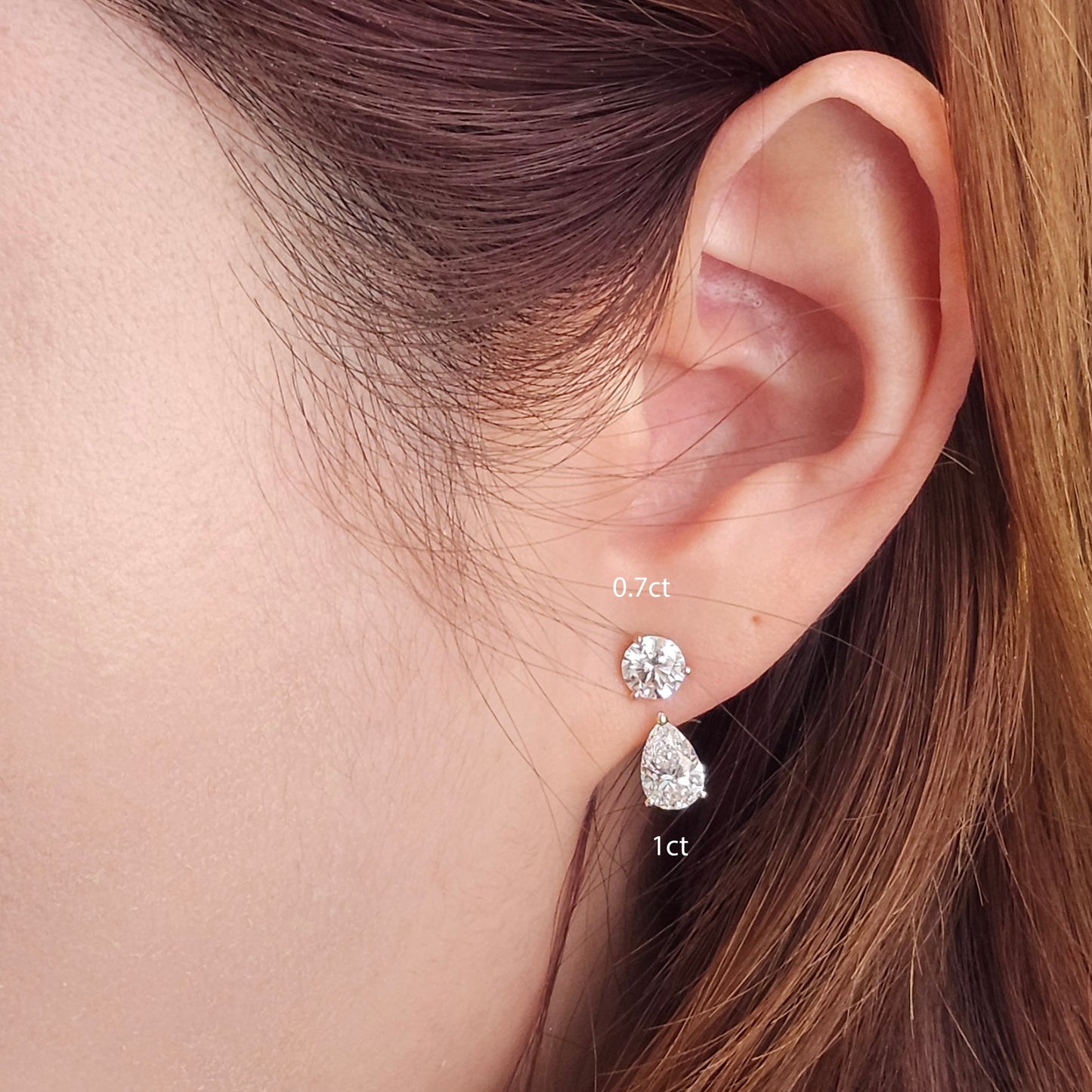 14K gold Pear Lab Diamond Jacket Earring -Three Prong Diamond Jacket Earring - Jacket earring only - Anniversary gift