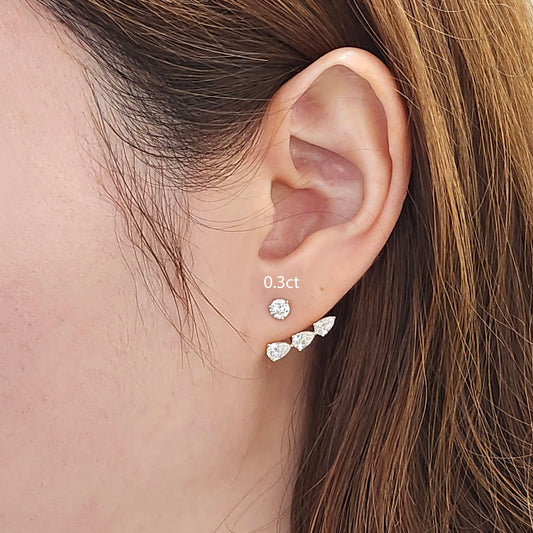 Pear Lab Diamond Jacket Earring/Three Pear Diamond Jacket Earring/Jacket earring only/Diamond Single or Pair Jacket Earring