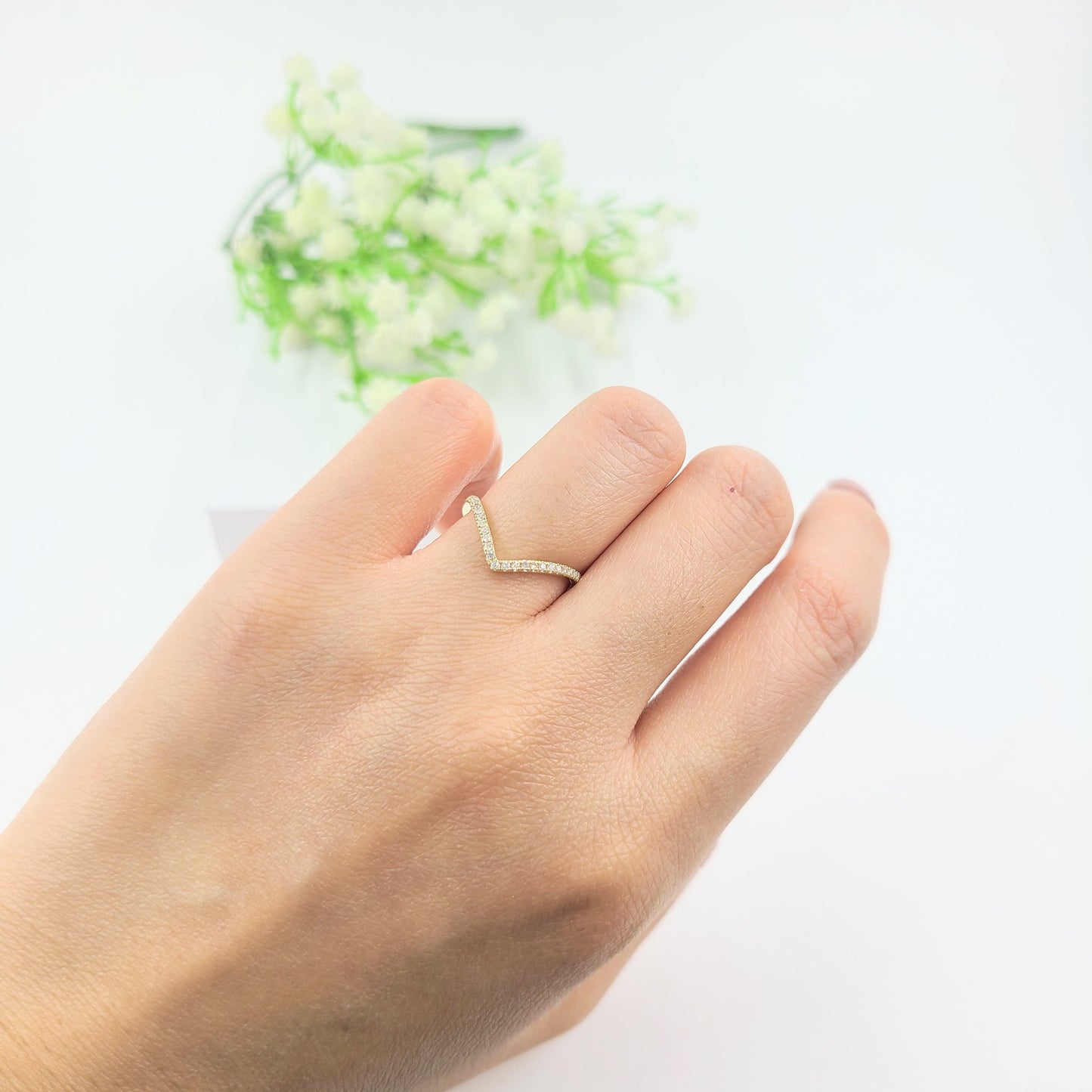 14K Gold Natural Diamond Ring: Handmade Stacking Wedding Band - Anniversary Gift