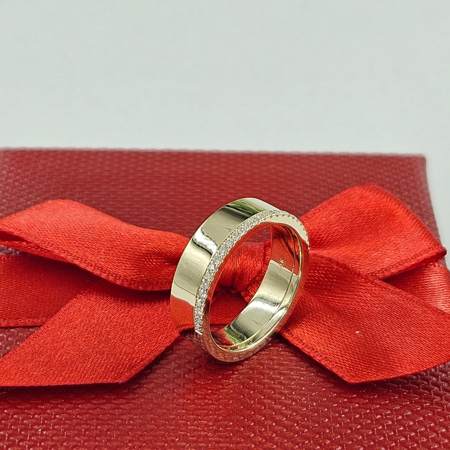 Width 5.2mm Half Eternity Diamond Wedding Ring/Diamond Wedding Band/Natural Diamond Diamond Ring/Anniversary gift