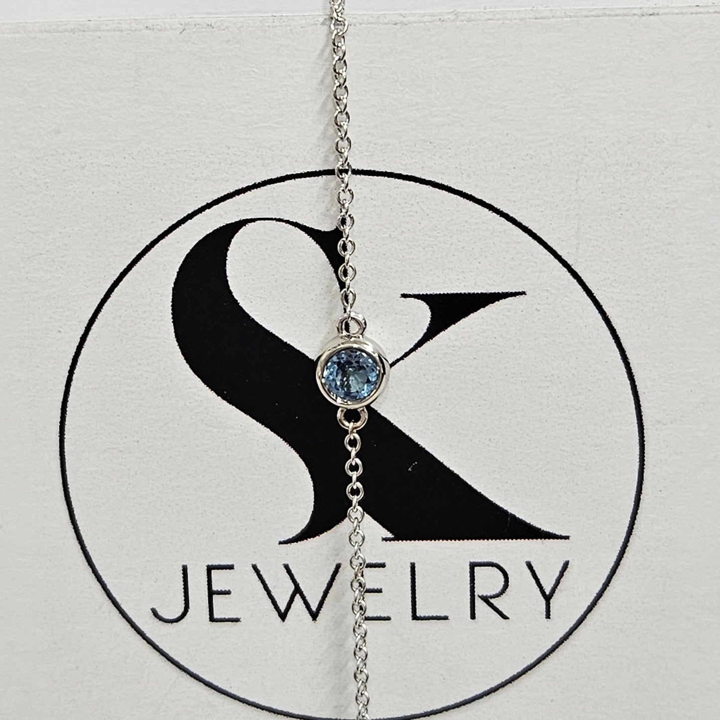 blue Sapphire Bezel Set Solitaire Bracelet/14K Gold blue Sapphire Bezel Set Bracelet/Dainty Gold Gemstone Bracelet/Anniversary gift