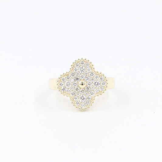 14K and 18K Solid Gold Diamond Clover Ring/ Classic Clover 44 Stones Ring/ High Quality Natural Diamond Ring/ Gift for Her