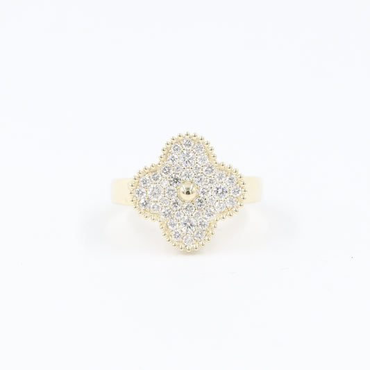 14K and 18K Solid Gold Diamond Clover Ring/ Classic Clover 44stones Ring/ High Quality Natural Diamond Ring/ Gift for Her