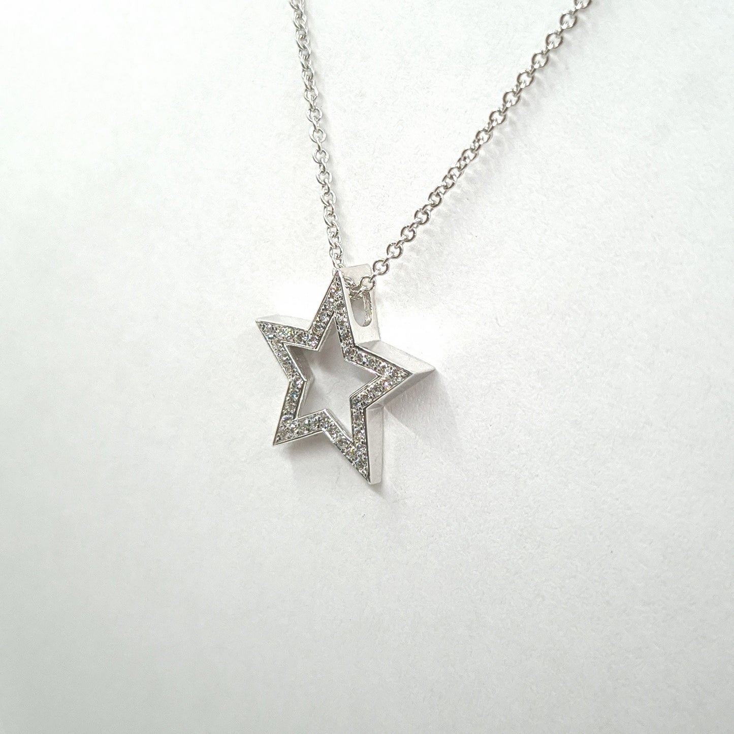 14K Gold Star Pendant Necklace: Natural Diamond, Handmade