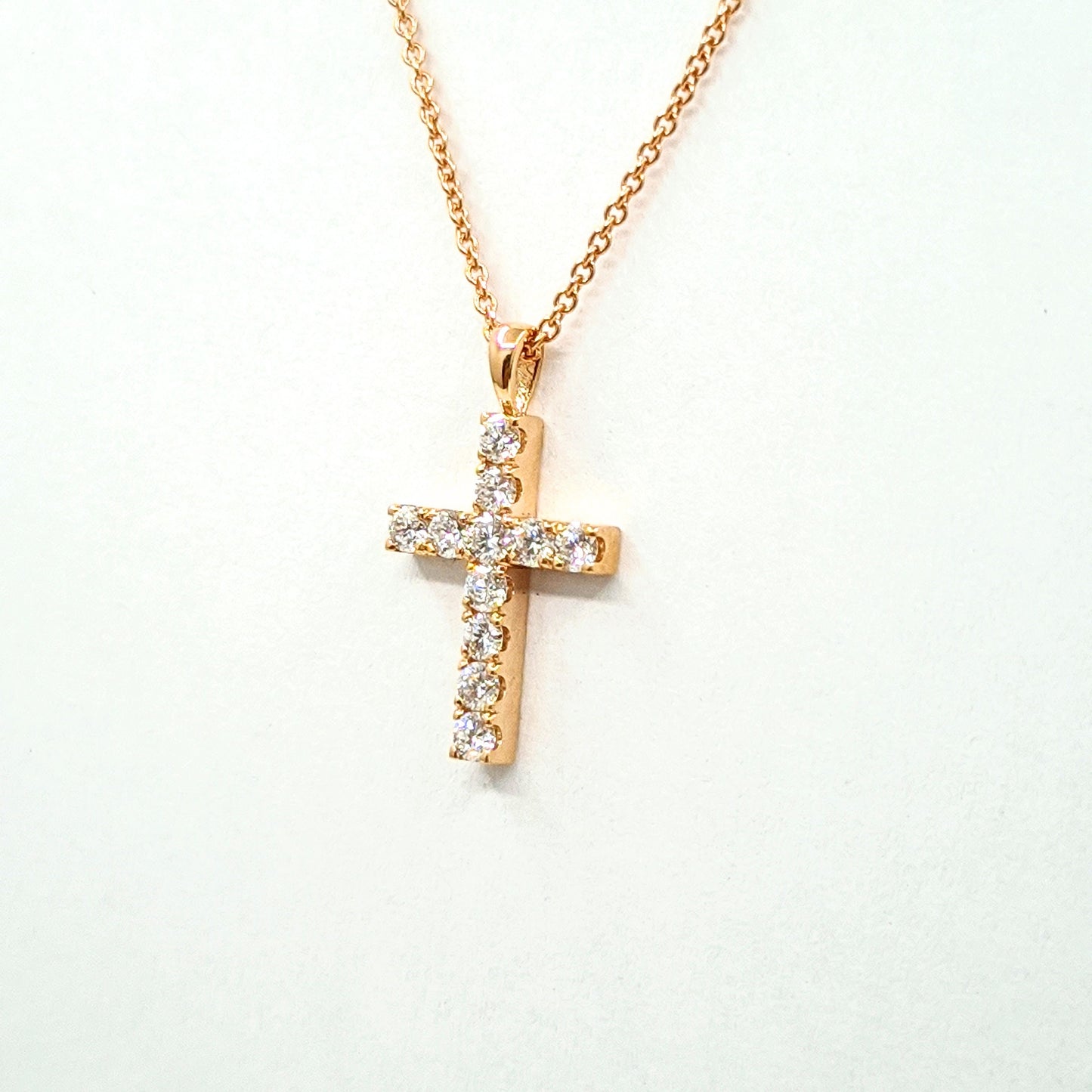 14K Gold Diamond Cross Necklace: Dainty 0.3ct Pendant