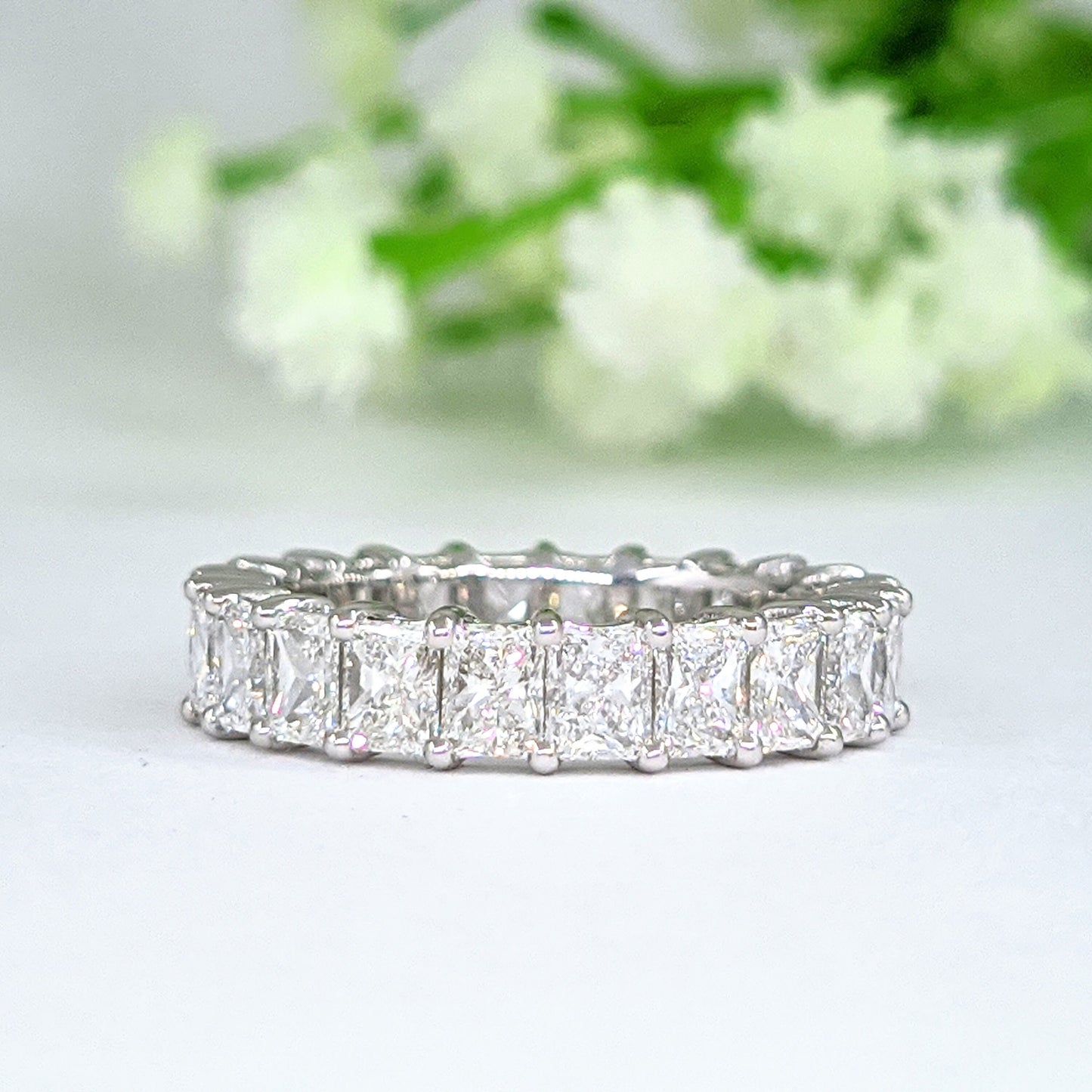 4.5ct Radiant Cut Natural Diamond Full Eternity Wedding Band/Stackable Radiant Cut Diamond Band/Anniversary Ring/Stackable Diamond Ring