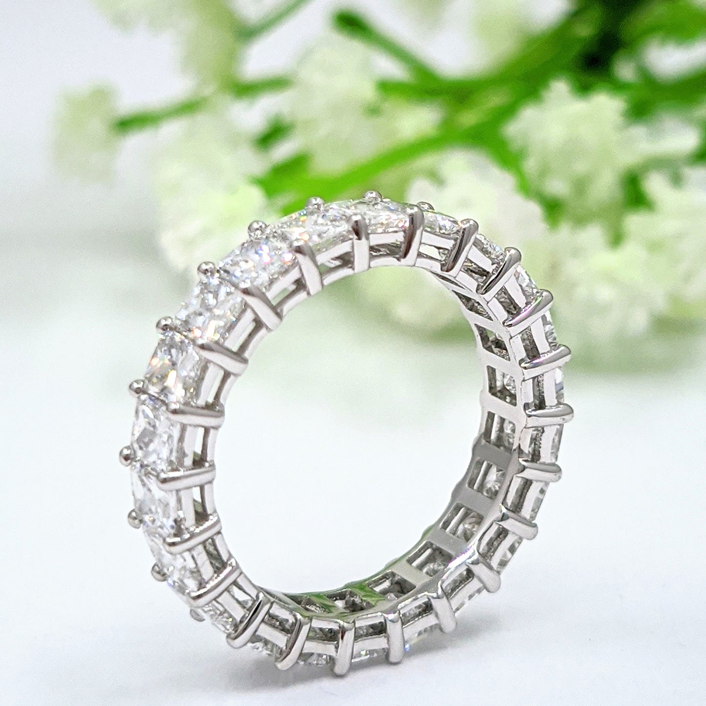 4.5ct Radiant Cut Natural Diamond Full Eternity Wedding Band/Stackable Radiant Cut Diamond Band/Anniversary Ring/Stackable Diamond Ring