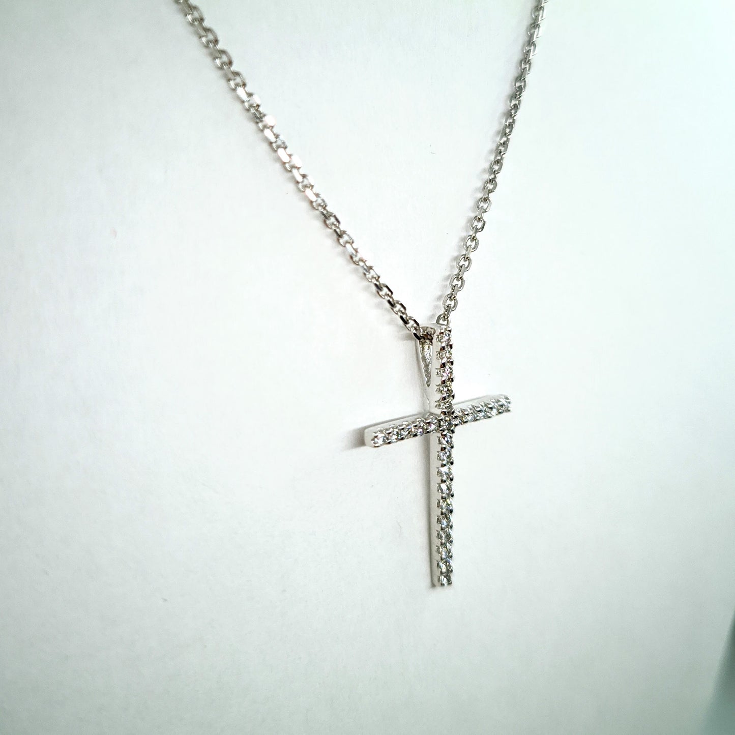 Natural Diamond Cross Necklace /Dainty Simple Cross Necklace/ Adjustable Length/ Religious/ 14K Gold Cross Necklace/ Anniversary Gift